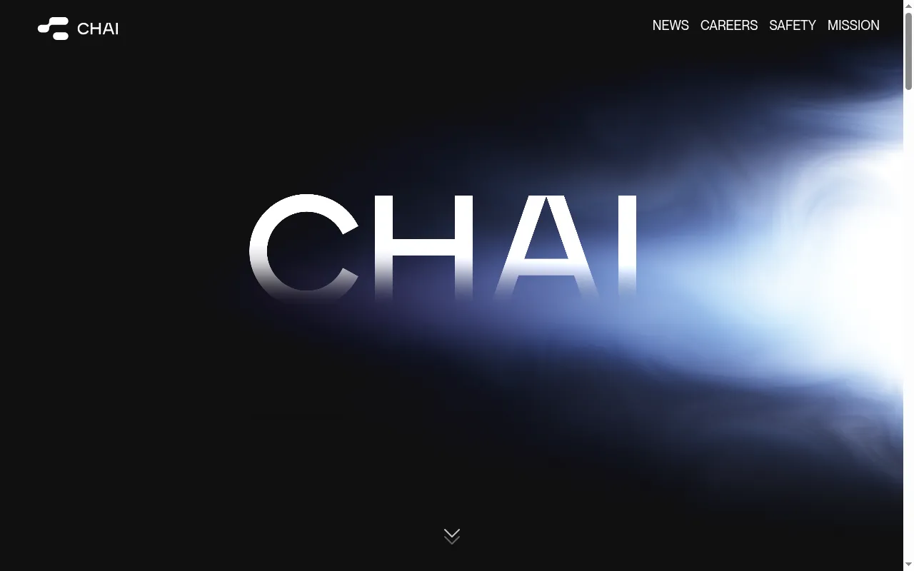 Chai Research homepage on desktop with News, Careers, Safety and Mission links