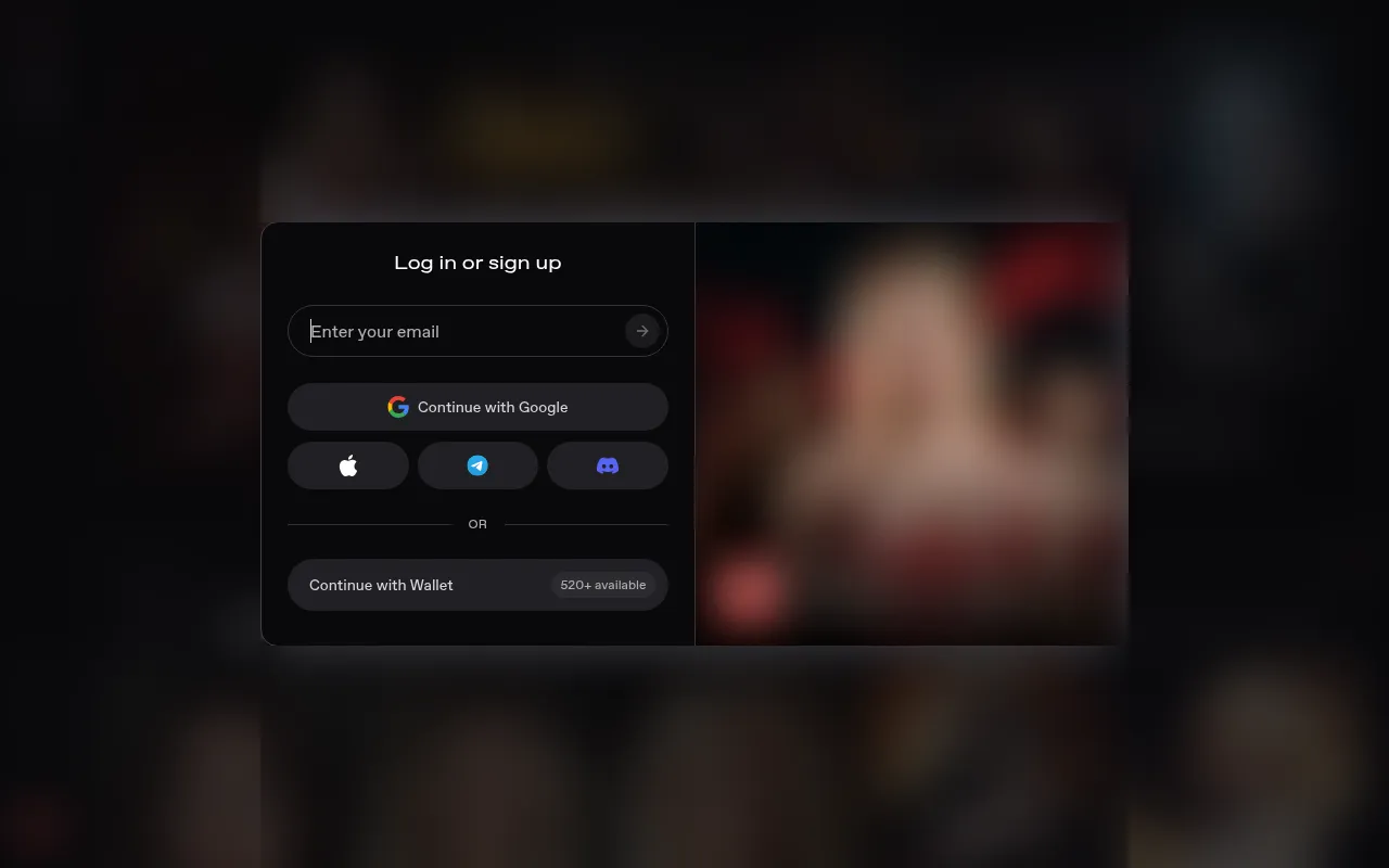 Nectar AI log in or sign up window with email, Google, Apple, Telegram, Discord and wallet options