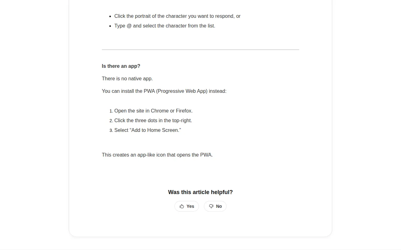 OurDream help answer saying there is no native app, only a PWA