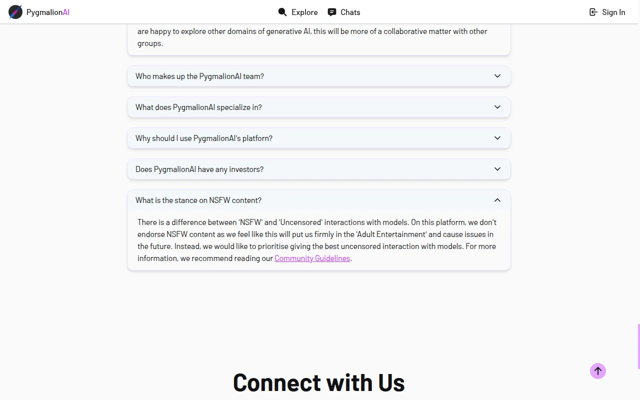Pygmalion AI FAQ: What is the stance on NSFW content